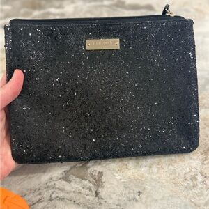 Kate Spade black glitter pouch EUC